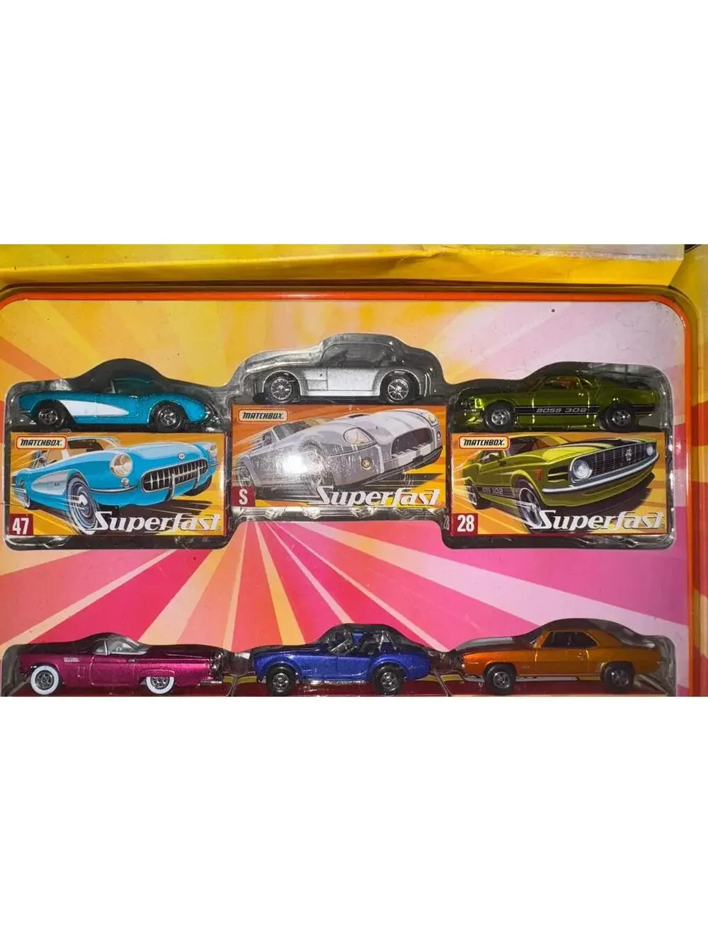 Matchbox 2005 Limited Edition SUPERFAST COLLECTOR TIN Camaro Mustang Cobra